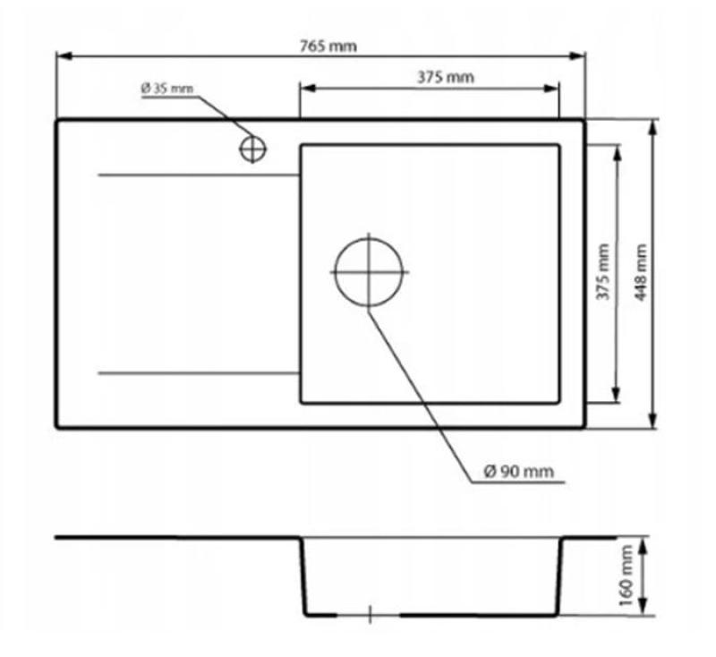 Graniteland Liri Granit Beige diskho med droppskydd 765x448 mm 1208971439
