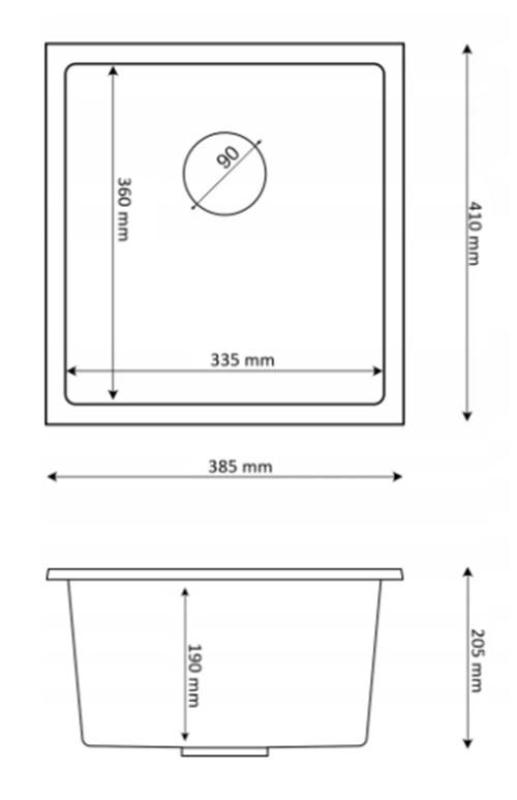 Graniteland Miniva Granit Diskbänk Arduin Blåsten look underbyggnad 385x410 mm 1208971449