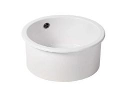 Ausmann Ceramic Ember Keramisk Vit Rund Diskbänk Överbyggnad och Underbyggnad med Gun metal plugg 1208971463