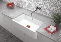 Ausmann Ceramic Mira Keramisk Vit Diskbänk - Underbyggnad och Mellanbyggnad 795 x 460 mm med Kopparplugg 1208971467