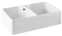 Ausmann Ceramic Mira Keramisk Vit Dubbel Diskho - Undermontering och Mellanbyggnad 793 x 450 mm med kranhålsbänk och Guldplugg 1208971476