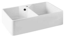 Ausmann Ceramic Mira Keramisk Vit Dubbel Diskbänk - Underbyggnad och Mellanbyggnad 793 x 450 mm med kranhålsbänk och Gun metal plugg 1208971478