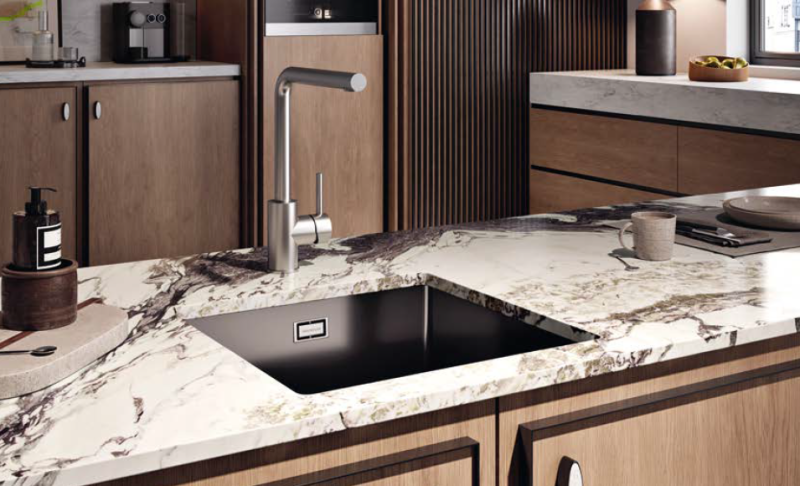 Ausmann Ceramic Ember Keramisk Matt Svart Fyrkantig Diskbänk för Uppbyggnad och Underbyggnad 40 x 40 cm med Kopparplugg 1208971487