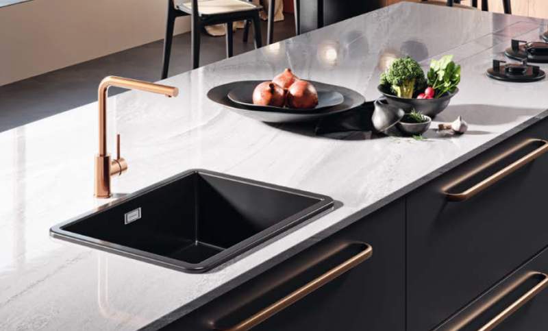 Ausmann Ceramic Ember Keramisk Matt Svart Diskho - Överbyggnad och Underbyggnad 54 x 40 cm med Guldplugg 1208971496