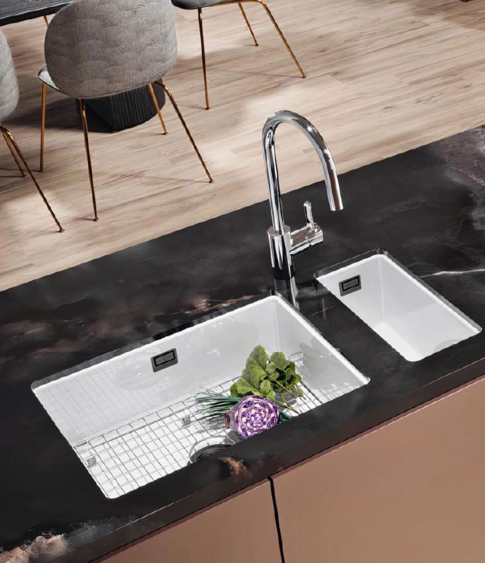 Ausmann Ceramic Ember Keramisk Vit halv Diskbänk Överbyggnad och Underbyggnad 174 x 400 mm med Gun metal plugg 1208971503