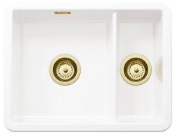 Ausmann Ceramic Ember Keramisk Vit Halvannan Diskho Överbyggnad och Underbyggnad 495 x 370 mm med Gyllene proppar 1208970736