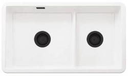 Ausmann Ceramic Ember Keramisk Vit En och en halv Diskho Överbyggnad och Underbyggnad 733 x 401 mm med Svarta pluggar 1208971521
