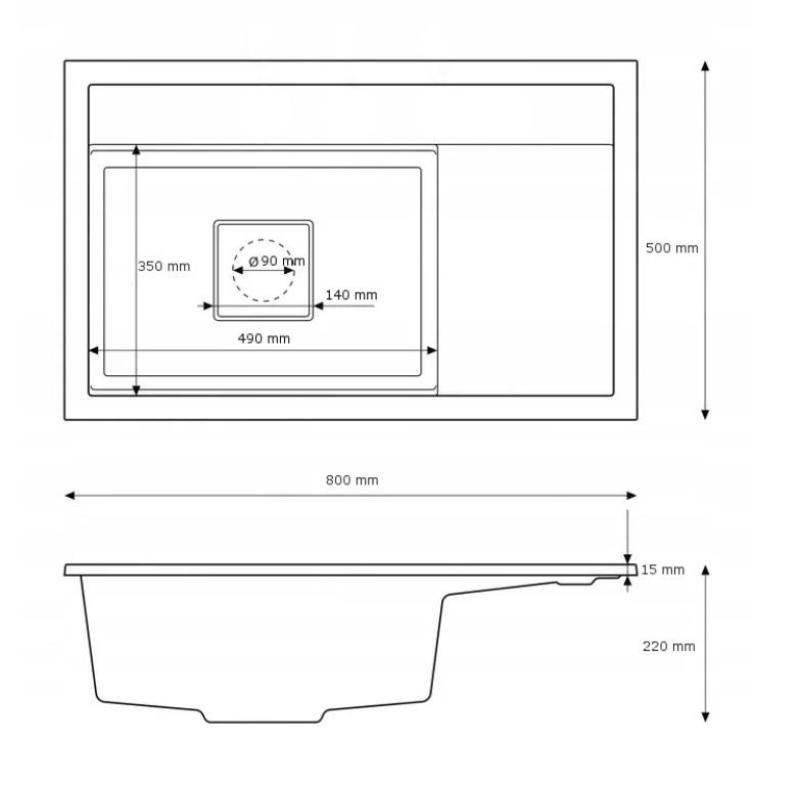 Graniteland Seta Granit Grå Diskho påbyggnad 80x50 cm 1208971621