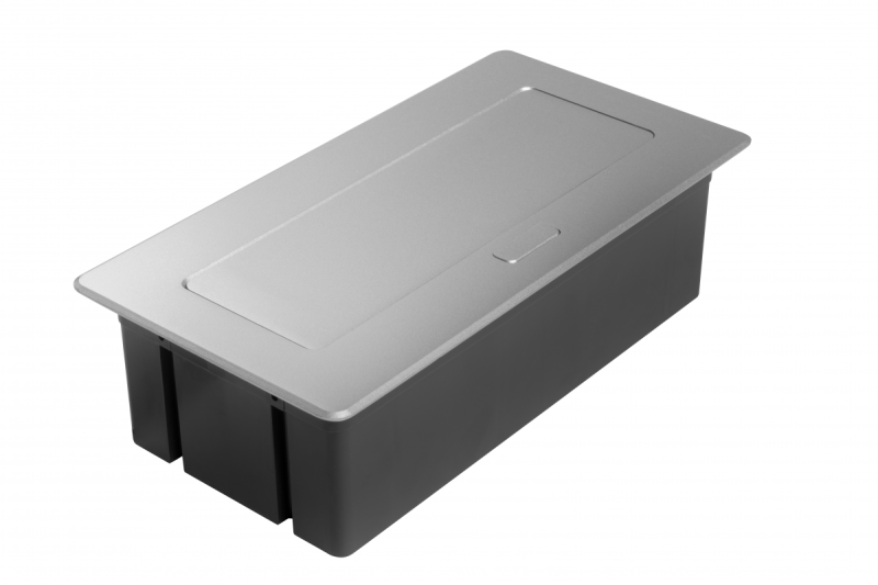 Möbeluttag MULTISOFT, 2xSCHUKO, USB A+C, RJ45, kabel 1,5 m, aluminium