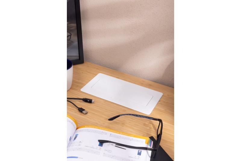 MULTISOFT Möbelsuttag 2x Uttag med Jordning, USB A+C, RJ45, Strömkabel med Stickkontakt, Vit