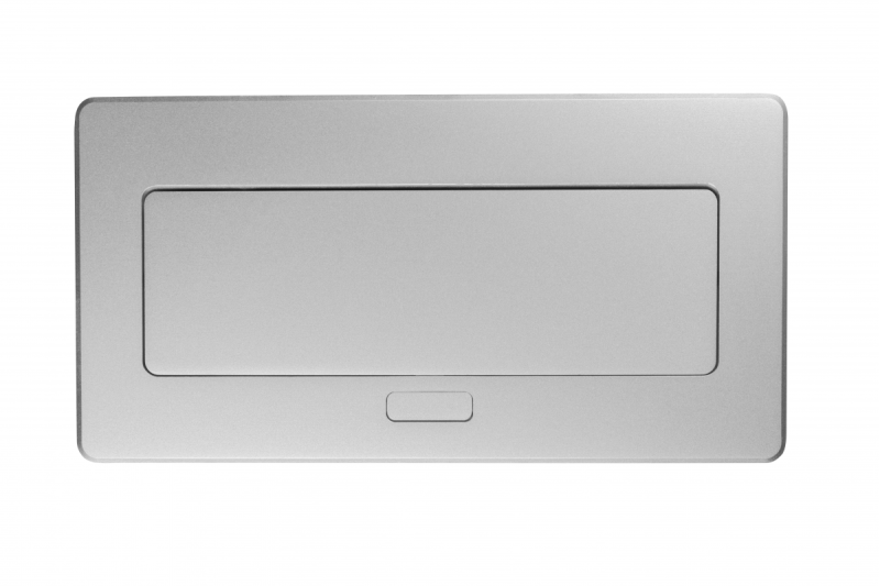 MULTISOFT Möbeluttag 2x Uttag med Jordning, USB A+C, RJ45, Strömkabel med Stickkontakt, Aluminium