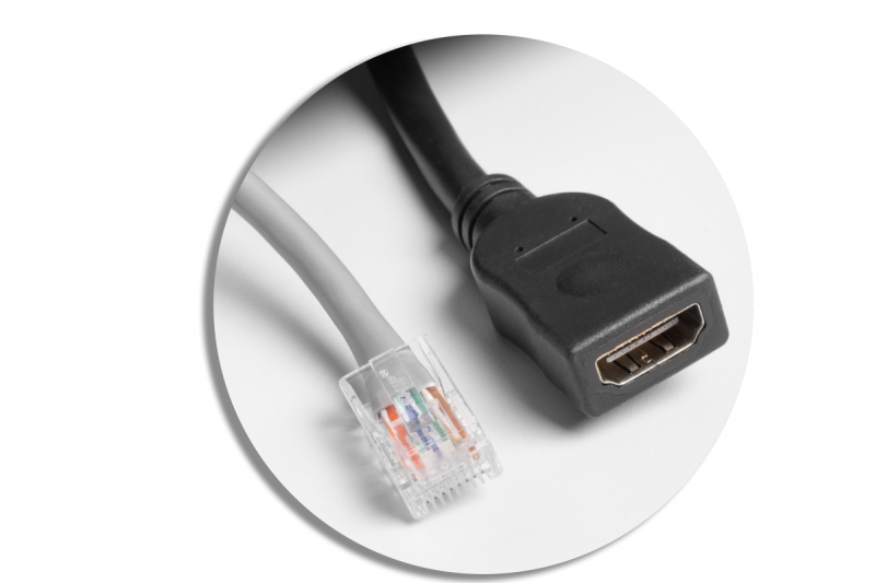MULTISOFT möbeluttag 2x Uttag med Jordning, USB A+C, RJ45, HDMI, Strömkabel med Stickkontakt, Svart