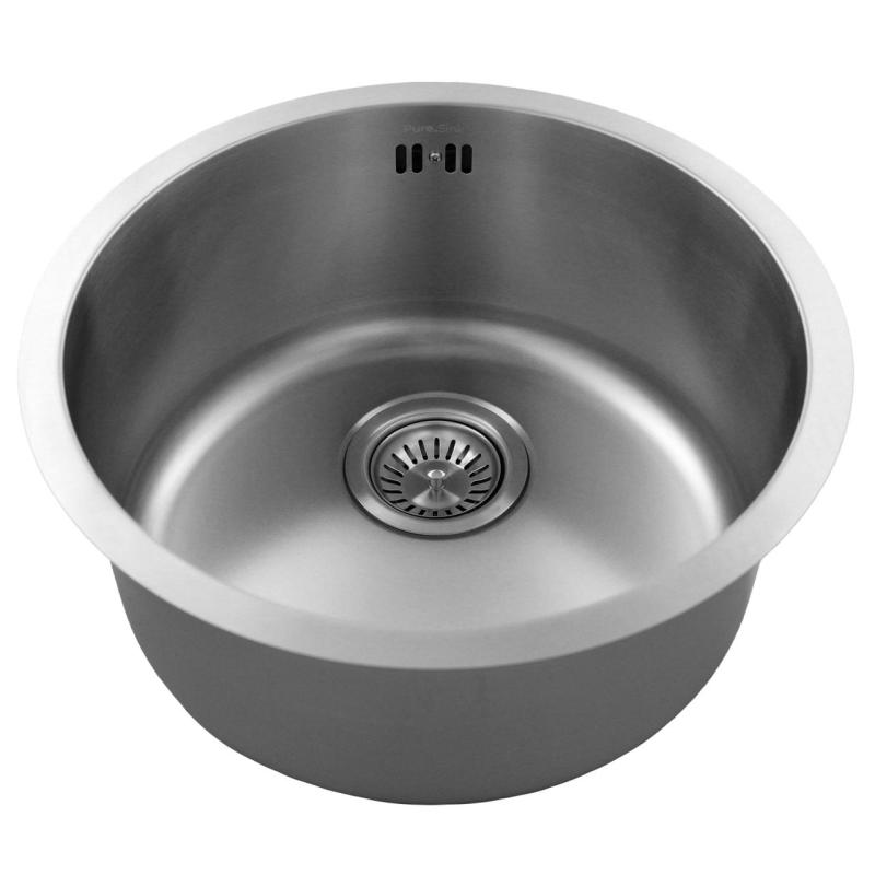 Pure.Sink Rondo RVS Rund Diskho planinbyggnad, underbyggnad och överbyggnad 38 cm PRN38-02