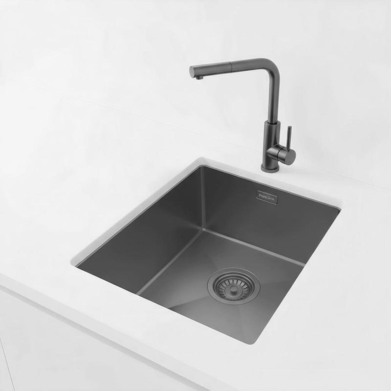 Pure.Sink Luxion Diskho i gun metal, 36x40 cm, för undermontering, infälld montering och påbyggnad, PLX3640-61