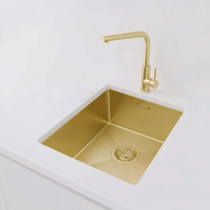 Pure.Sink Luxion Guldfärgat diskho 36x40 cm underbyggnad, infälld montering och påbyggnad PLX3640-60