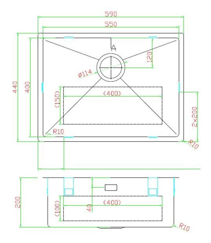 Pure.Sink Luxion Rostfritt stål diskho 55x40 cm undermonterad, infälld och påbyggd PLX5540-02