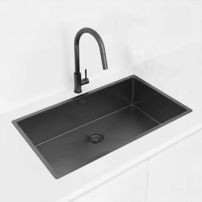 Pure.Sink Luxion Stor PVD svart diskho 74x40 cm undermonterad, infälld och påbyggd PLX7440-63
