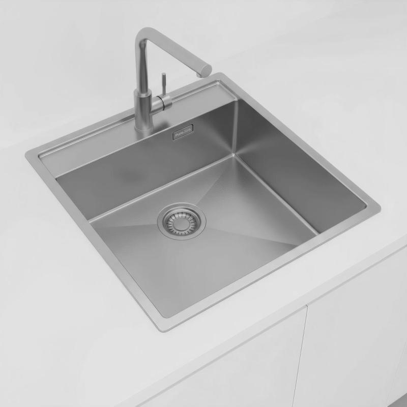 Pure.Sink Luxion Rostfritt stål diskho 51x50 cm Tapwing med kranhål PLX5150T-02