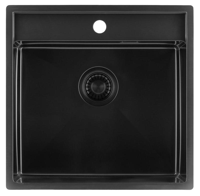 Pure.Sink Luxion PVD Svart diskho 51x50 cm Tapwing med kranhål PLX5150T-63