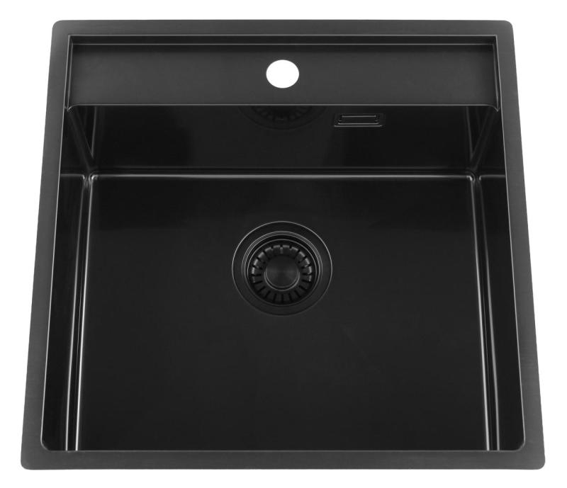 Pure.Sink Luxion PVD Svart diskho 51x50 cm Tapwing med kranhål PLX5150T-63