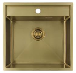 Pure.Sink Luxion Guldfärgad diskho 51x50 cm Tapwing med kranhål PLX5150T-60