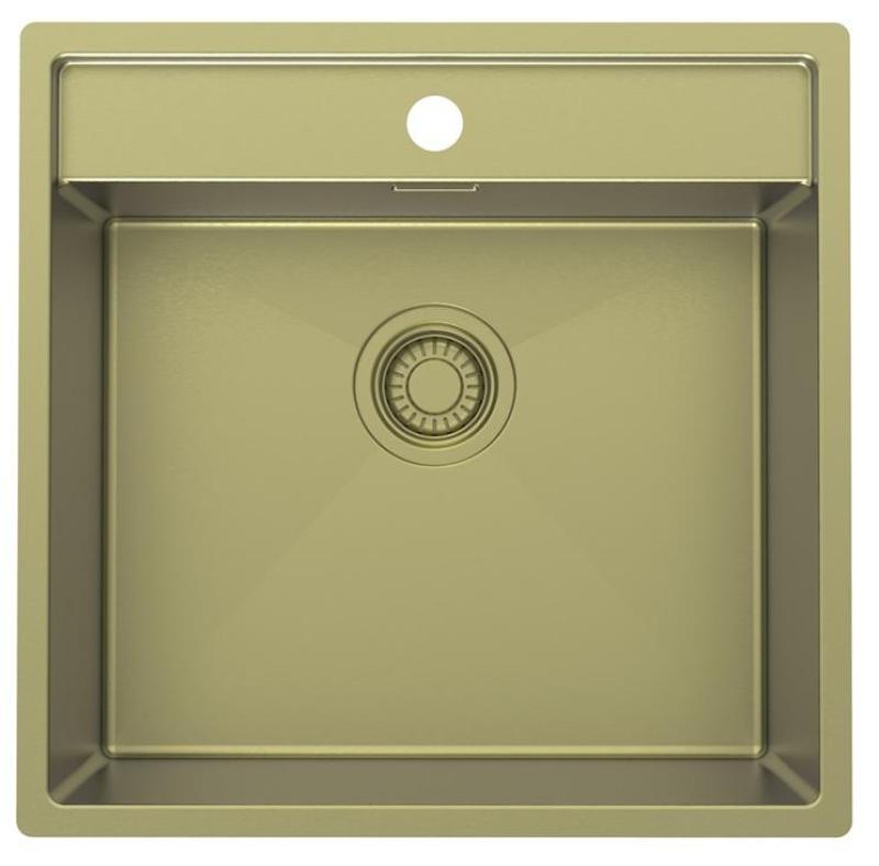 Pure.Sink Luxion Guldfärgad diskho 51x50 cm Tapwing med kranhål PLX5150T-60