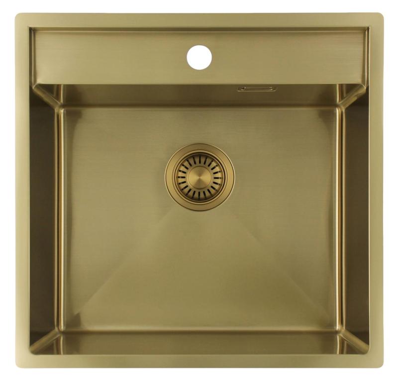 Pure.Sink Luxion Guldfärgad diskho 51x50 cm Tapwing med kranhål PLX5150T-60