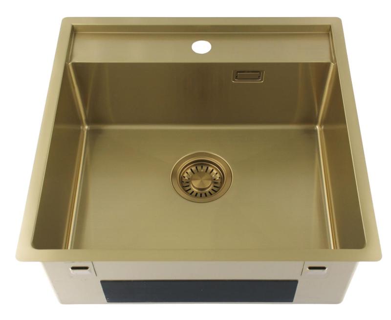 Pure.Sink Luxion Guldfärgad diskho 51x50 cm Tapwing med kranhål PLX5150T-60