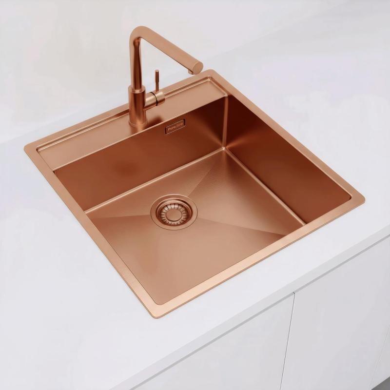 Pure.Sink Luxion Koppar diskho 51x50 cm Tapwing med kranhål PLX5150T-62