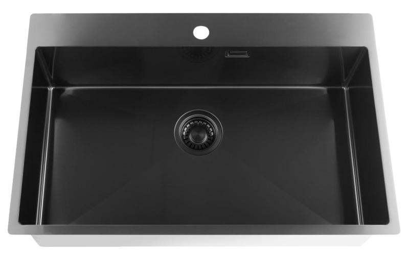 Pure.Sink Luxion PVD Stor svart diskho 78x50 cm Kranvinge med kranhål PLX7850T-63