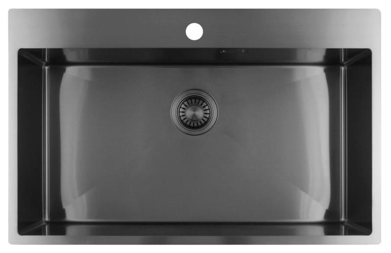 Pure.Sink Luxion Stor Gun metal diskbänk 78x50 cm Tapwing med kranhål PLX7850T-61