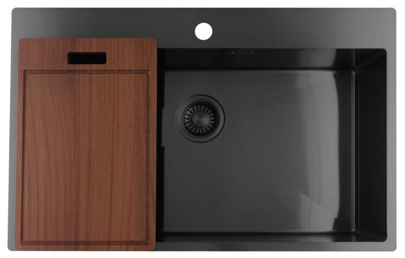 Pure.Sink Luxion Stor Gun metal diskbänk 78x50 cm Tapwing med kranhål PLX7850T-61