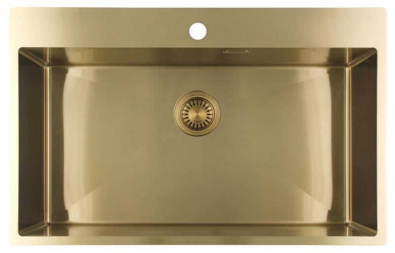 Pure.Sink Luxion Stor gulddiskho 78x50 cm Tapwing med kranhål PLX7850T-60