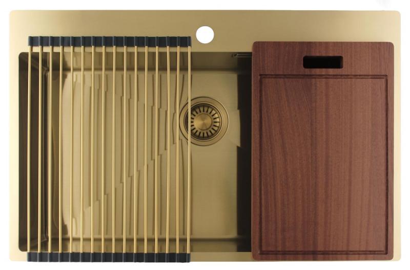 Pure.Sink Luxion Stor gulddiskho 78x50 cm Tapwing med kranhål PLX7850T-60