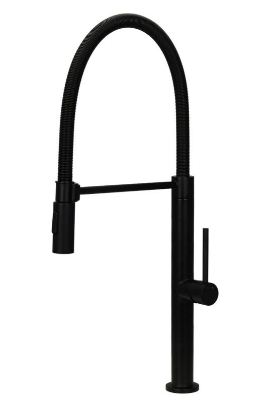 Pure.Sink Luxion Matt svart köksblandare Profi med flexibel utloppsrör och 2 strålformer PLXFLEX-10