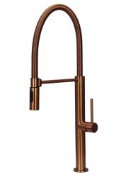 Pure.Sink Luxion Koppar kran för kök, professionell, med flexibel utlopp och två stråltyper PLXFLEX-62