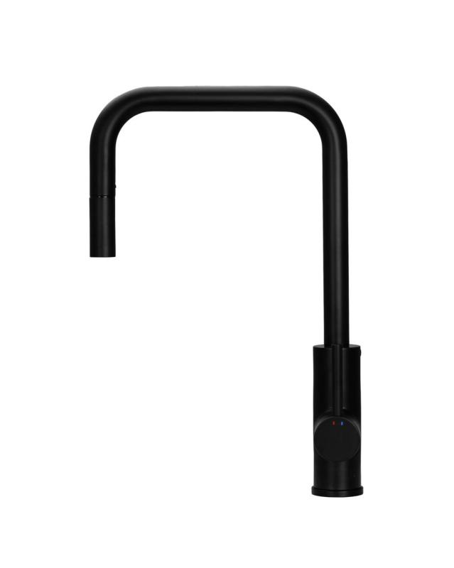 Pure.Sink Luxion Matt svart köksblandare, fyrkantig med utdragbart utlopp PLXSQUA-10