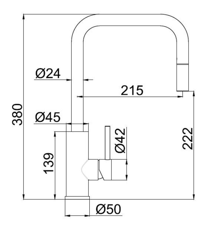 Pure.Sink Luxion Guldfärgad kökskran, fyrkantig med utdragbart utlopp PLXSQUA-60