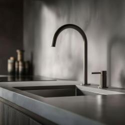 Pure.Sink Luxion 2-håls Gun metal köksblandare med rund pip PLX2HR-61