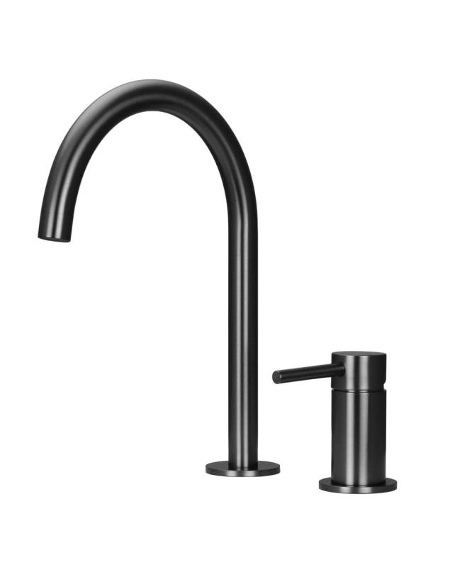 Pure.Sink Luxion 2-håls Gun metal köksblandare med rund pip PLX2HR-61