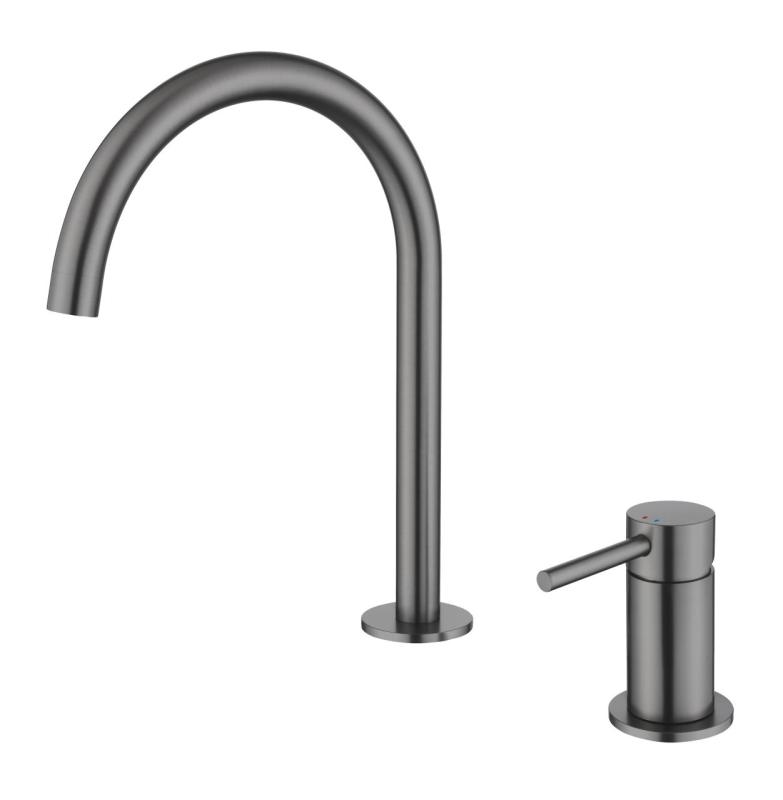 Pure.Sink Luxion 2-håls Gun metal köksblandare med rund pip PLX2HR-61