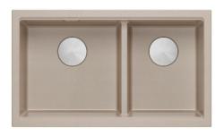 Quadri Newport II Dubbel Beige Granit Infälld Diskho 76x45 cm med Rostfritt stål plugg 1208971754