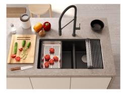 Quadri Newport II Dubbel Beige Granit Undermonterad Diskho 702 x 390 mm med Rostfritt Stål plug 1208971757