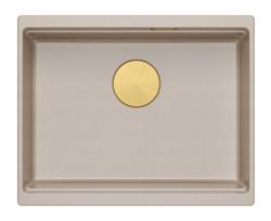 Quadri Newport II granit undermonterad beige diskho 560x450mm med guldplugg och avloppslock 1208971765