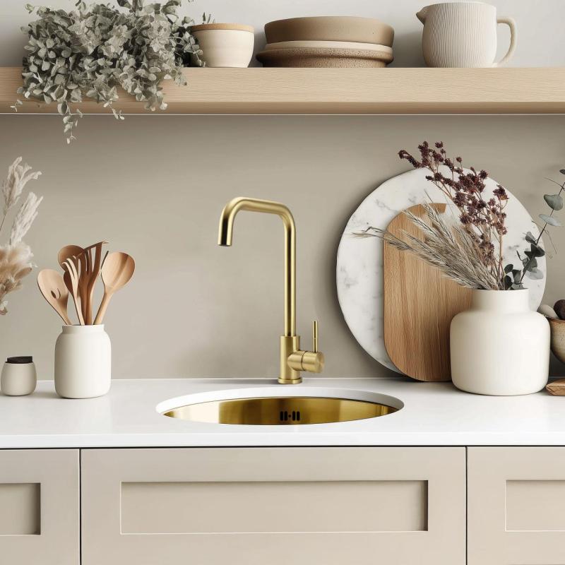 Pure.Sink Rondo Gyllene Rund Diskbänk för planmontering, undermontering och toppmontering 38 cm PRN38-60