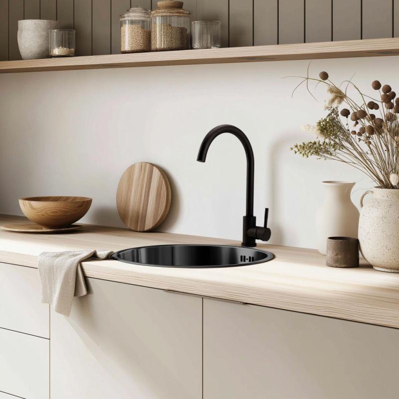 Pure.Sink Rondo Gun metal Rund Diskbänk för planmontering, undermontering och övermontering 38 cm PRN38-61