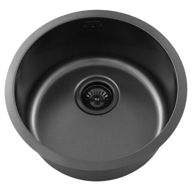 Pure.Sink Rondo Gun metal Rund Diskbänk för planmontering, undermontering och övermontering 38 cm PRN38-61
