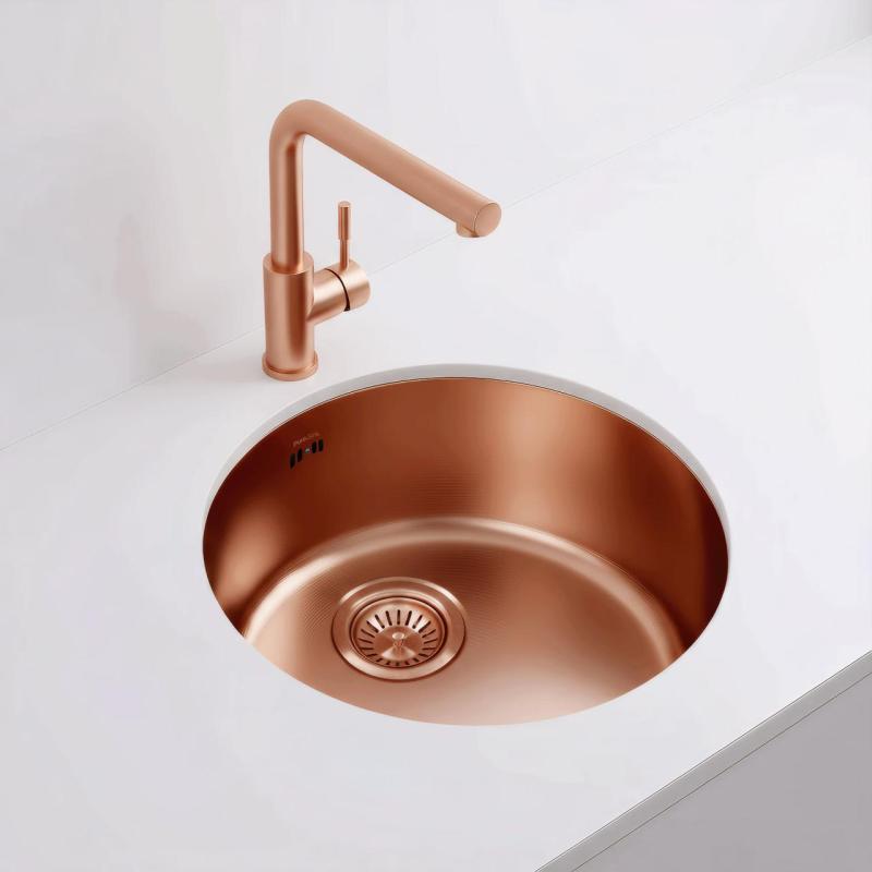 Pure.Sink Rondo Koppar Rund Diskho för planmontering, undermontering och övermontering 38 cm PRN38-62