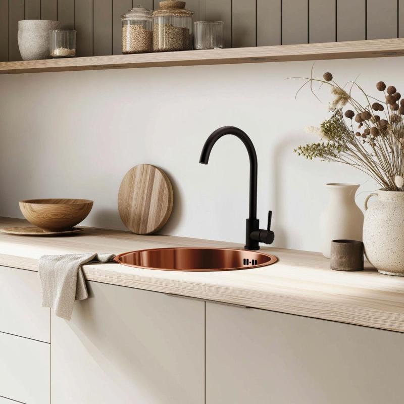 Pure.Sink Rondo Koppar Rund Diskho för planmontering, undermontering och övermontering 38 cm PRN38-62