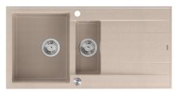 Quadri Luton pearl beige granit överbord 1,5 diskho med avrinningsyta vändbar 100x50cm med RVS plugg 1208971794